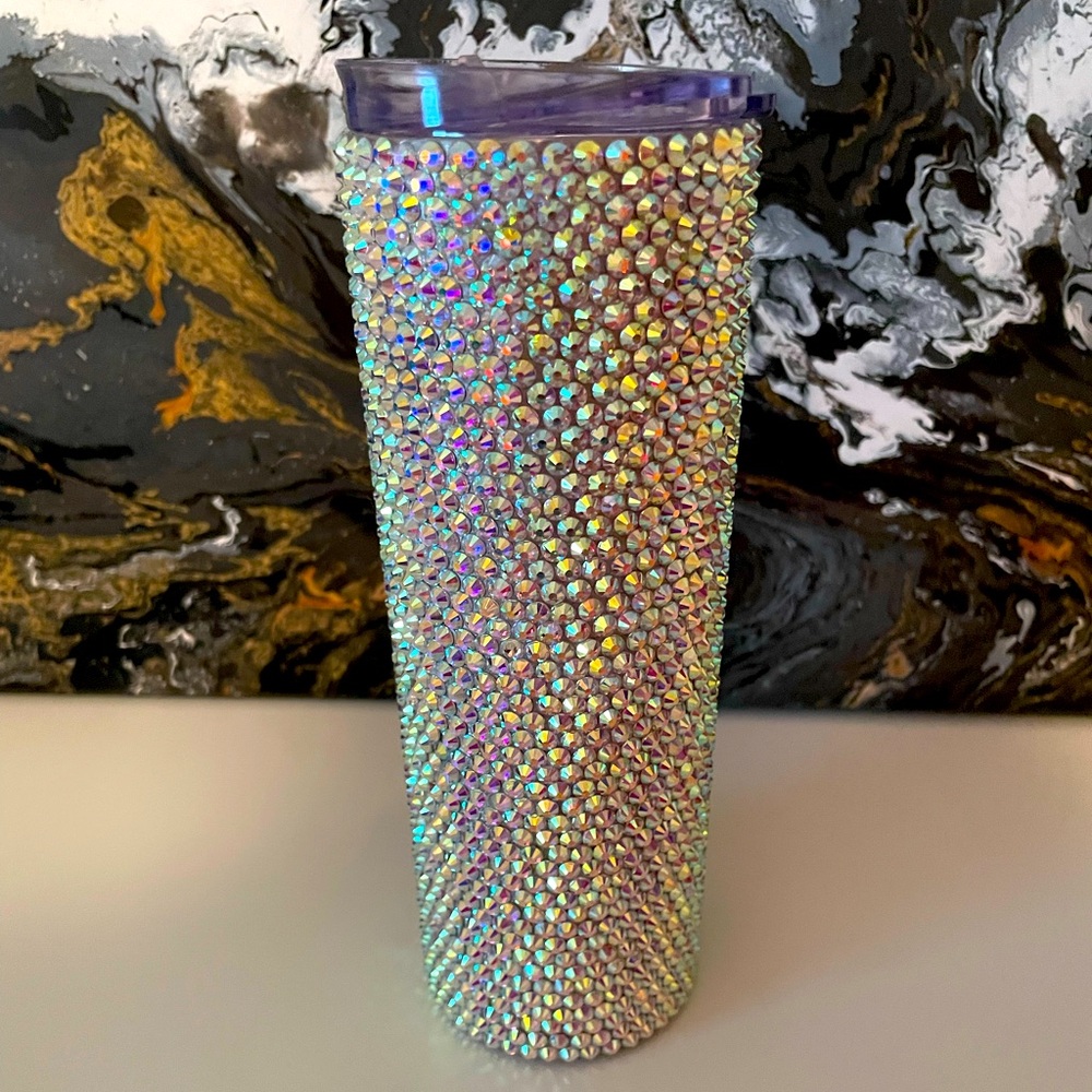 Stainless steel bedazzled travel coffee cup